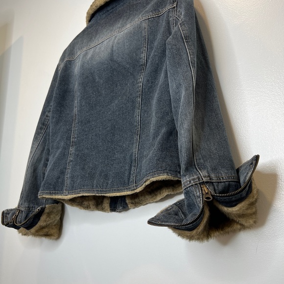 Giacca 90s Style Denim Fur Jacket - Picture 3 of 6